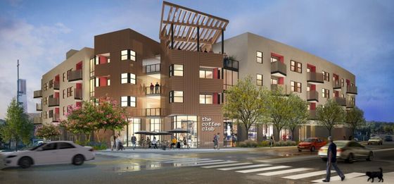 rendering of 3 story textur apartments in la mesa