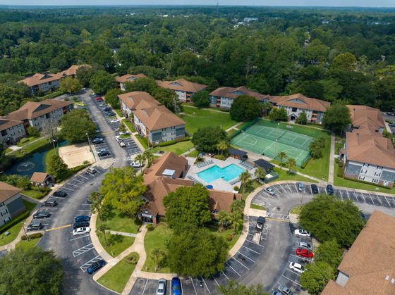 Aerial view of apartment community