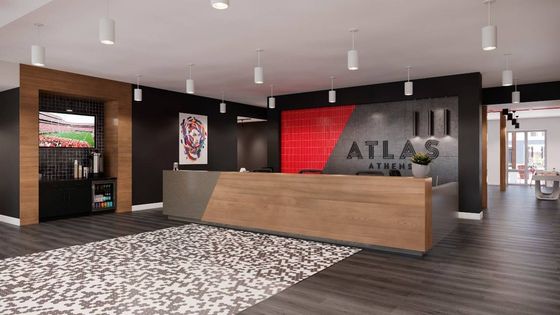 Image of Lobby with wall that says Atlas Athens