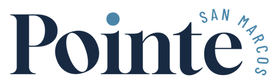 Modern logo design for Pointe San Marcos with elegant typography and a circular element.