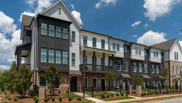 Townhome exterior on a sunny day