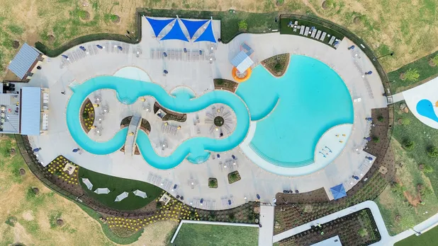 birds eye view of a community lagoon