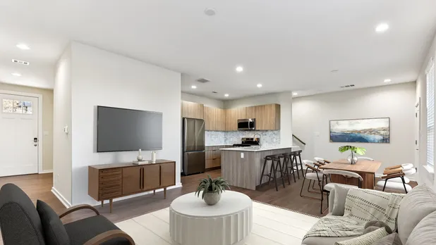Virtually staged, open-concept layout