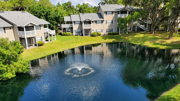 Onsite pond with fountain