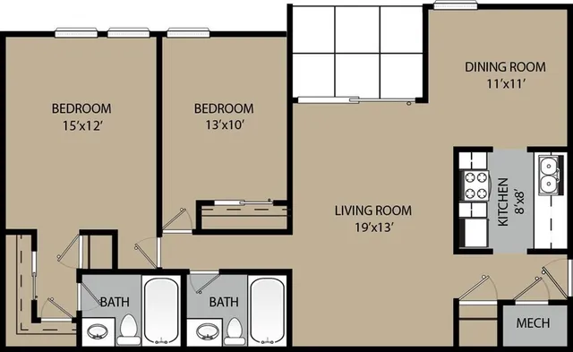 Cottonwood Two Bedroom Floorplan