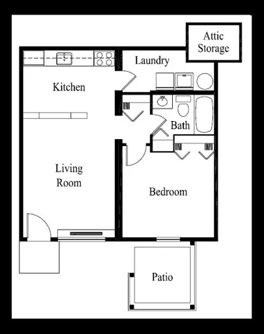 1 bed 1 bath 650sqf