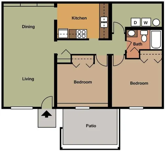 2 bed 1 bath
