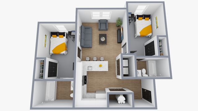 B: 2 Bed 2 Bath