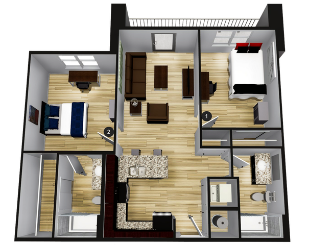 A2: 2 Bed 2 Bath