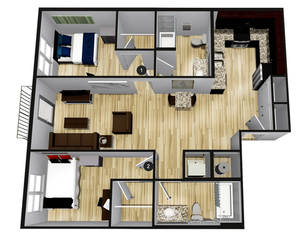 C2: 2 Bed 2 Bath