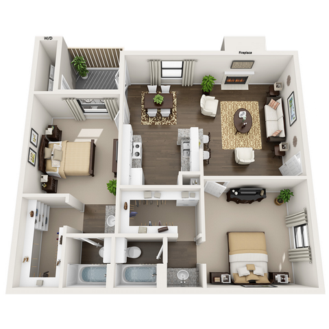 B: 2 Bed 2 Bath