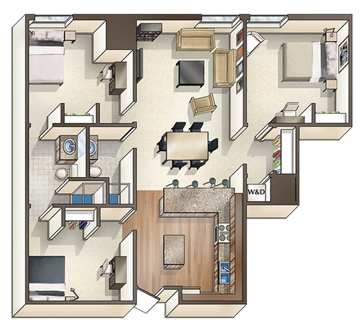 C: 3 Bed 2 Bath