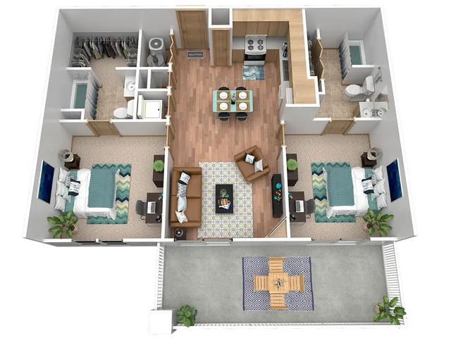 B1: 2 Bed 2 Bath