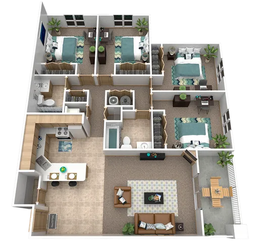 D1: 4 Bed 2 Bath