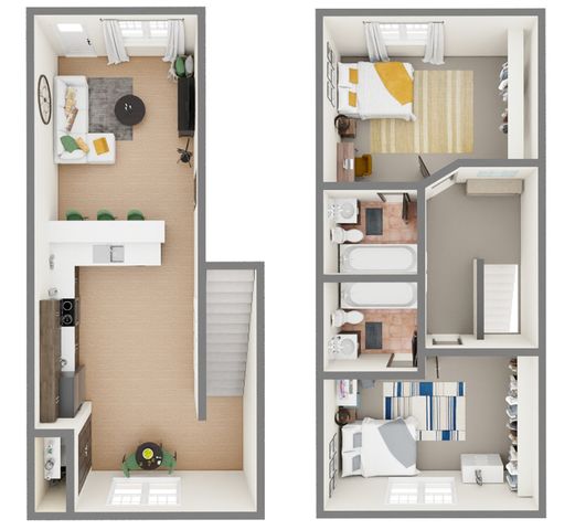 D: 2 Bed 2 Bath