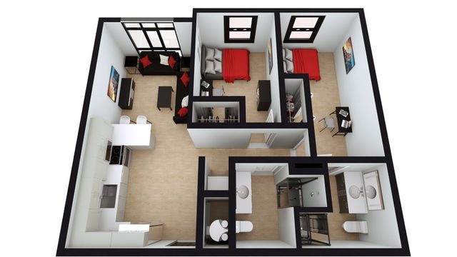 B1: 2 Bed 2 Bath