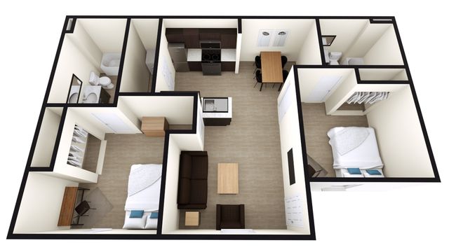 B: 2 Bed 2 Bath