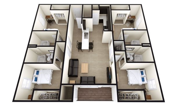 D: 4 Bed 4 Bath
