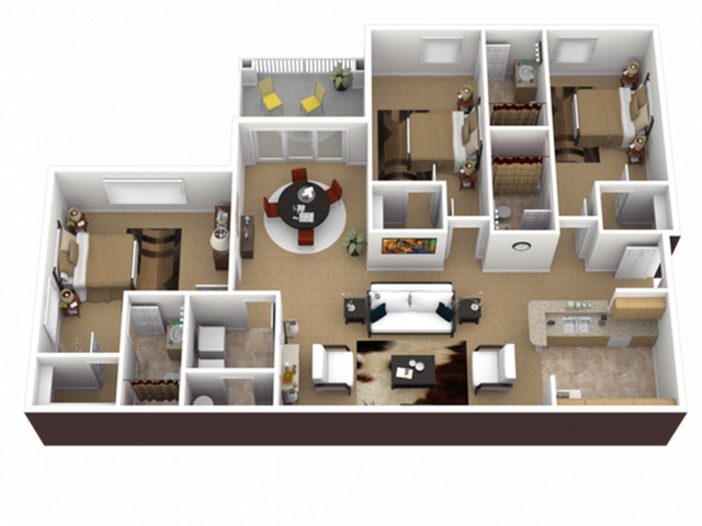 A: 3 Bed 3 Bath