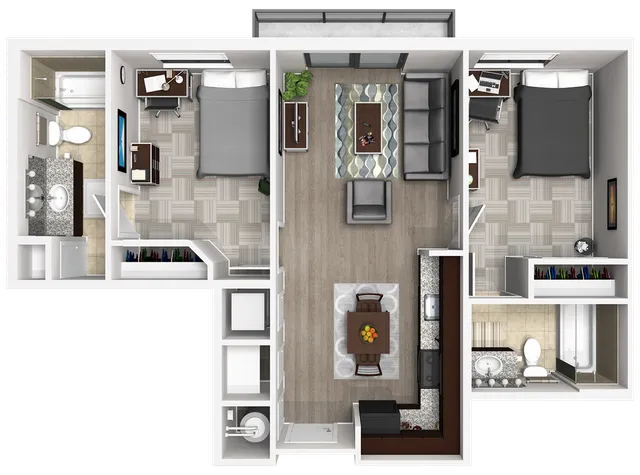 A: 2 Bed 2 Bath