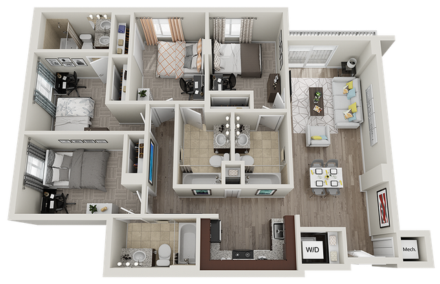 C: 4 Bed 4 Bath