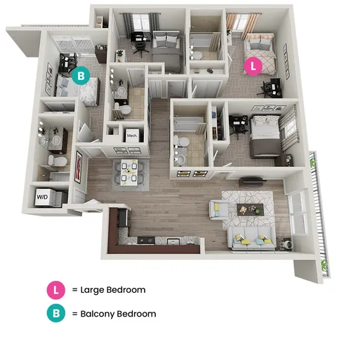 D: 4 Bed 4 Bath