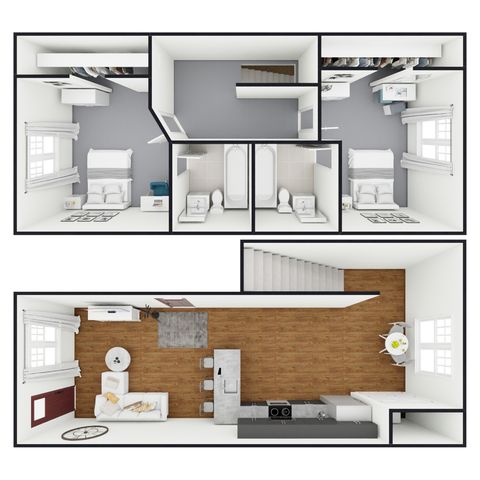 D: 2 Bed 2 Bath