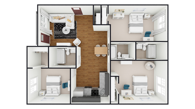 C: 3 Bed 3 Bath