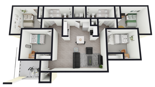 D: 4 Bed 2 Bath