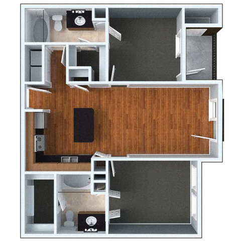 B1: 2 Bed 2 Bath