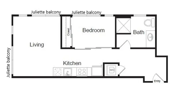 Zella - Urban 1 Bedroom - Floorplan