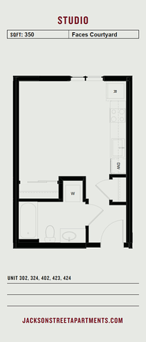 Jackson Street - Apts 302, 324, 402, 423, 424 - Floorplan