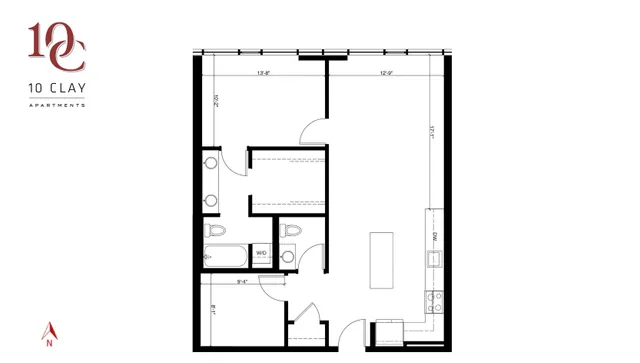 1 Bed 1.5 Bath + Den