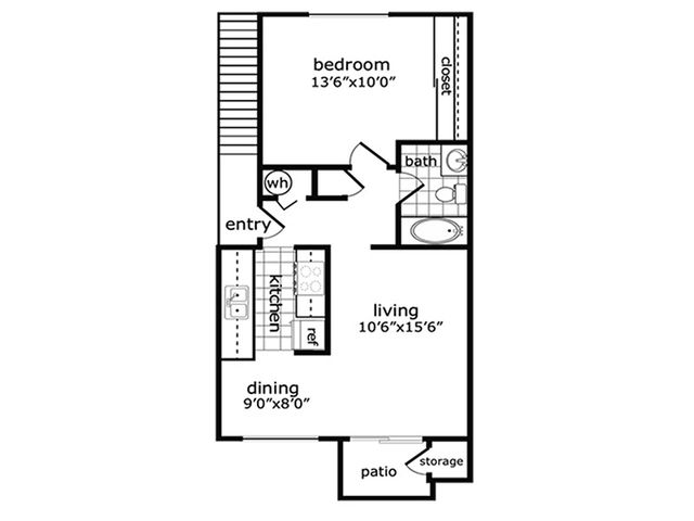 The Habitat One Bedroom Floorplan