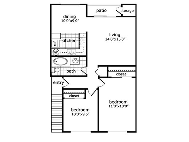The Habitat Two Bedroom Floorplan
