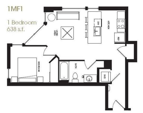 Aperture MFTE 1 Bed Floorplan