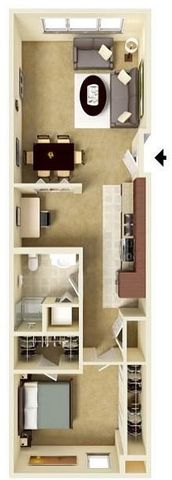 Aperture 1 Bed with Den Floorplan