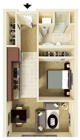Aperture MFTE Open 1 Bed Floorplan