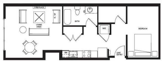 Aperture Open 1 Bed Floorplan