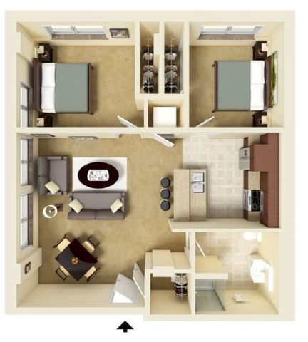 Aperture MFTE 2 Bed 1 Bath Floorplan