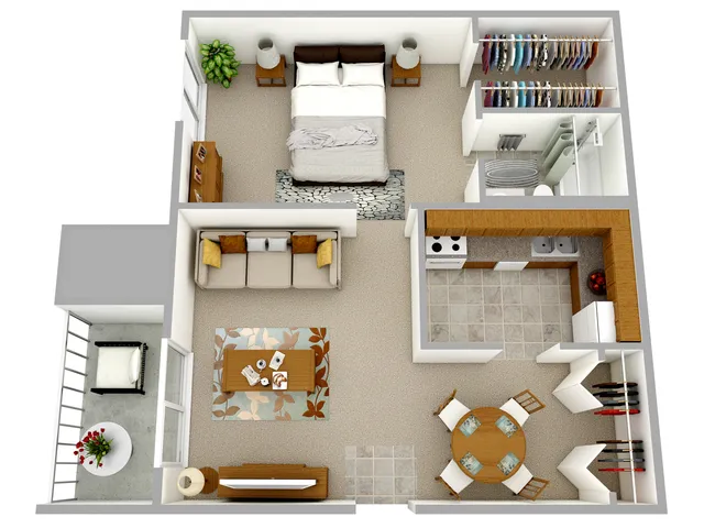1 BR 1 BA - The Charles - 694 sq. ft.