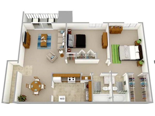 2 BR 2 BA - The Barrison - 1,005 sq. ft.