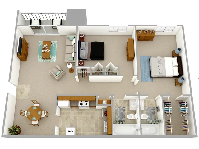 2 BR 2 BA - The Edward - 937 sq. ft.