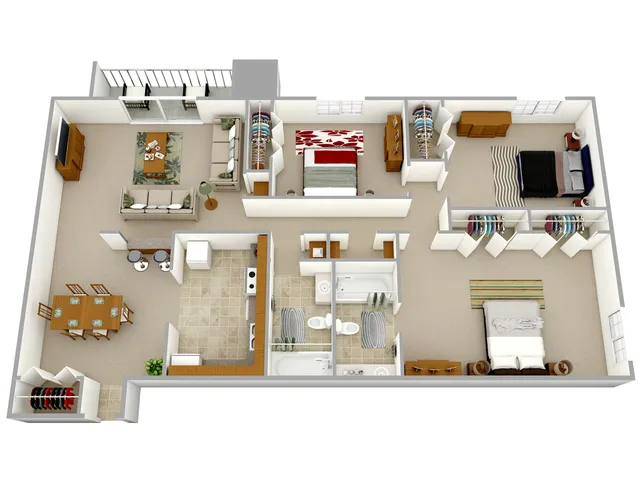 3 BR 2 BA - The Hastings - 1,198 sq. ft.