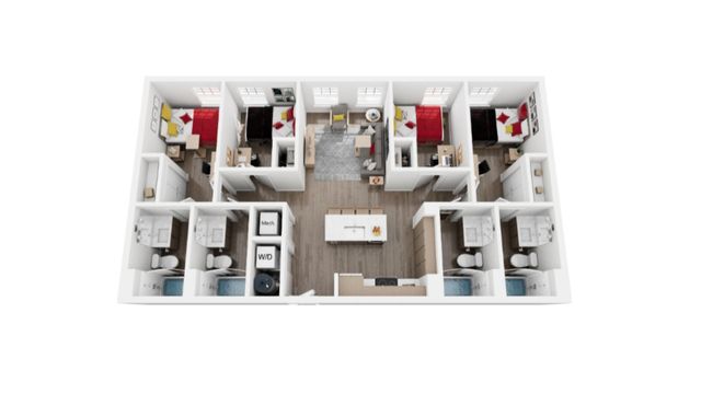 Four Bedroom, Four Bathroom Floorplan