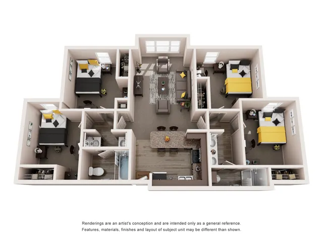 4 bedrooms 2 Bathrooms Floorplan