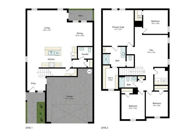 four bedroom, two and a half bathroom floor plan