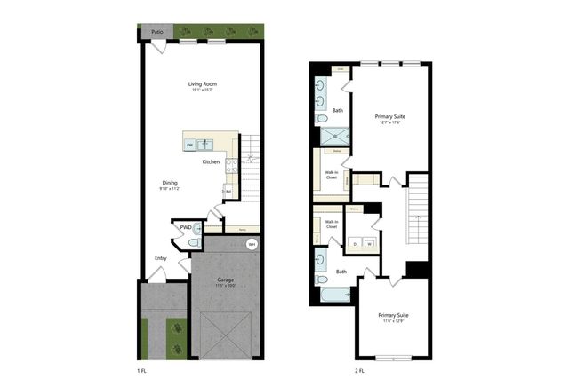 Two bedroom, two bath floorplan
