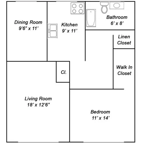1 Bedroom Floorplan