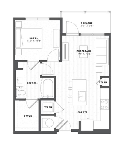 one bedroom floor plan